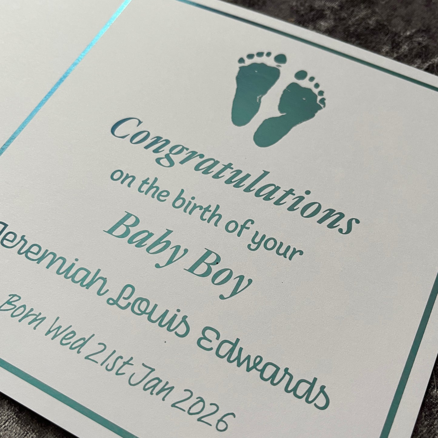 'Little Feet' New Baby Boy Congratulations Card