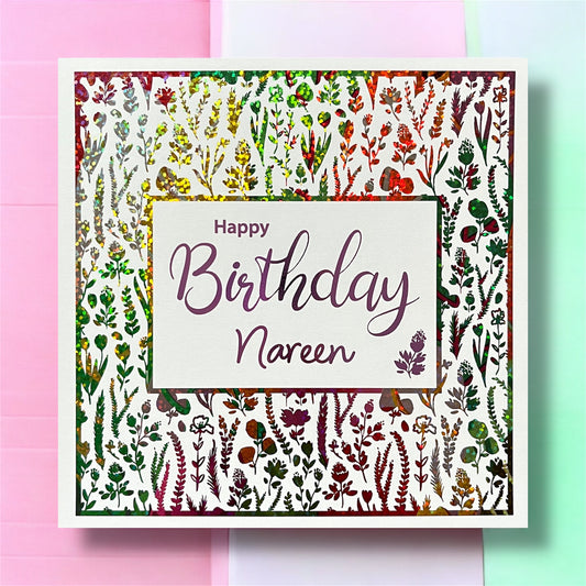 'Floral Sparkle' Birthday Card