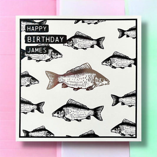 'Carp Fish' 2-Tone Birthday Card