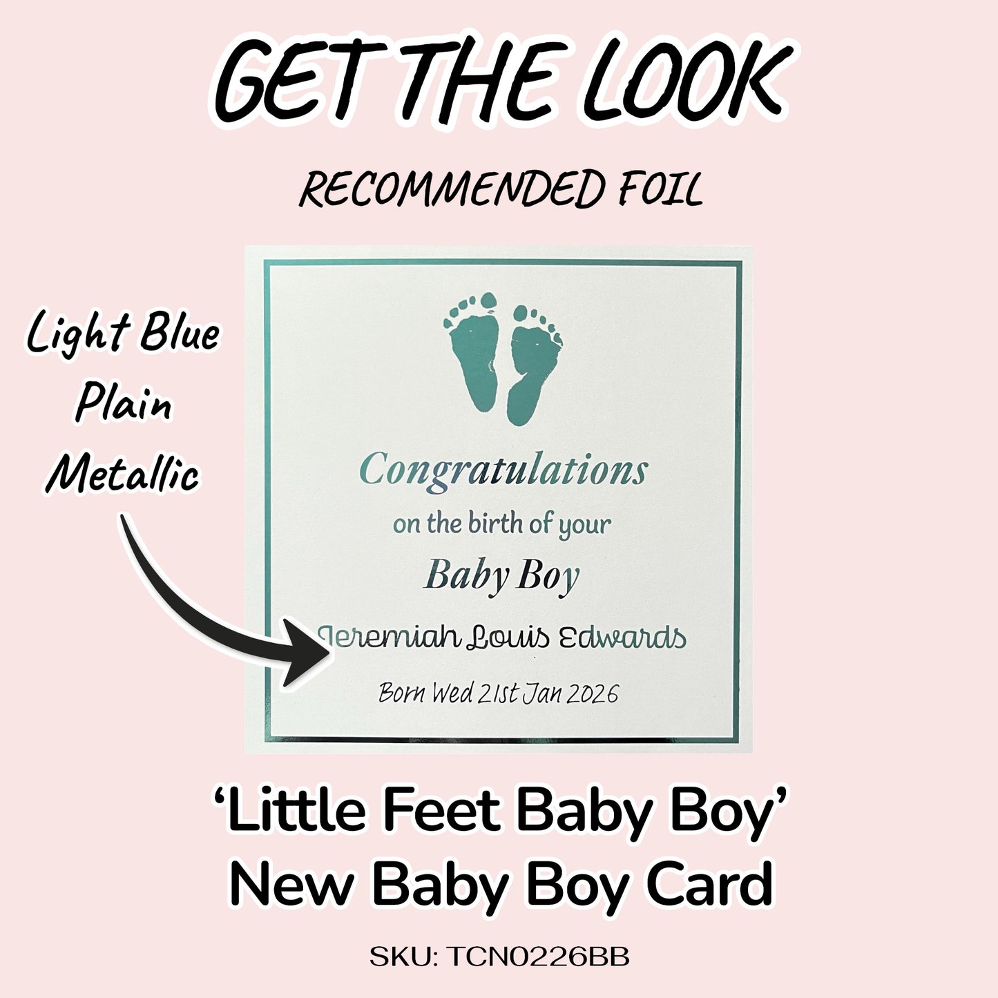 'Little Feet' New Baby Boy Congratulations Card