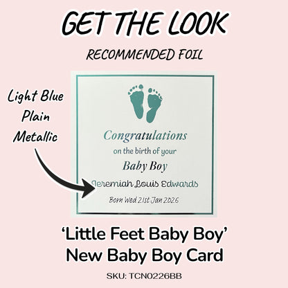 'Little Feet' New Baby Boy Congratulations Card