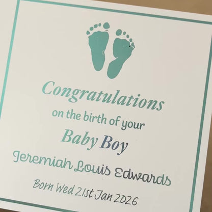 'Little Feet' New Baby Boy Congratulations Card