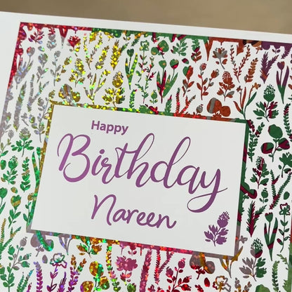'Floral Sparkle' 2-Tone Birthday Card